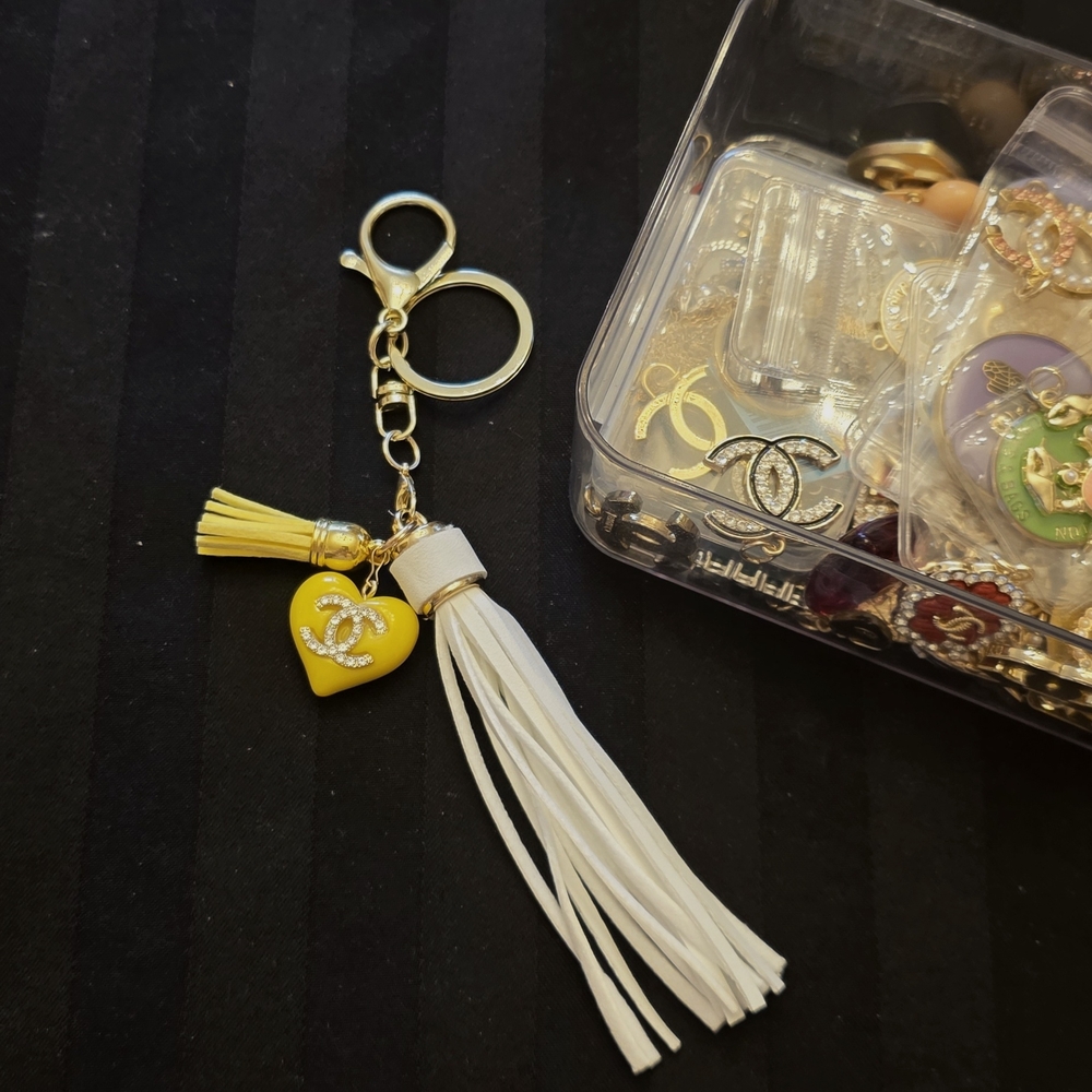 Handmade Custom One-of-a-Kind upcycled Chanel Charm Keychain. - Picture 5 of 10